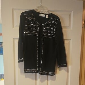 Alfred Dunner Black Cardigan with Silver Accents